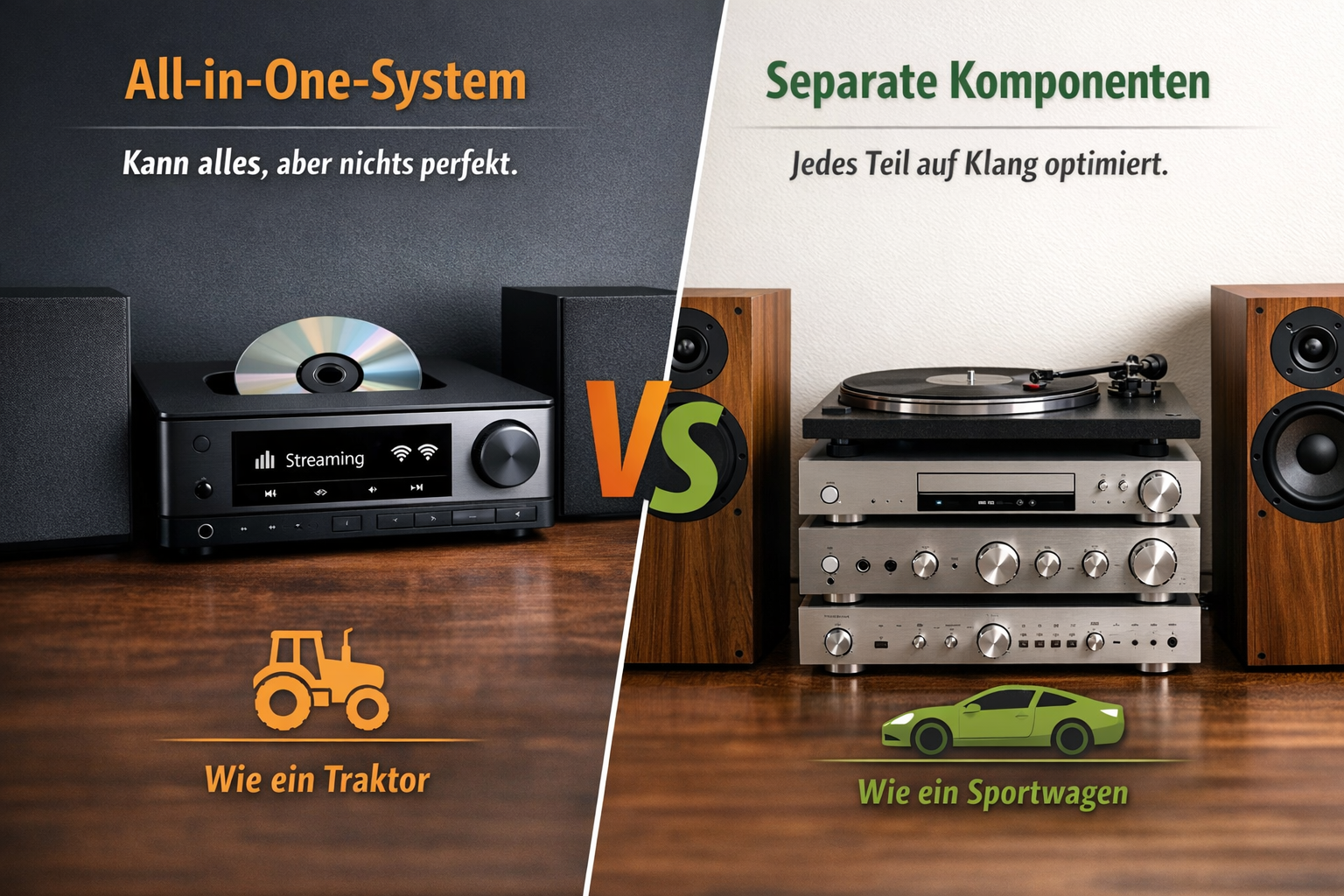 ALLINONE gegen getrennte HIFI KOMPONENTEN Vergleich