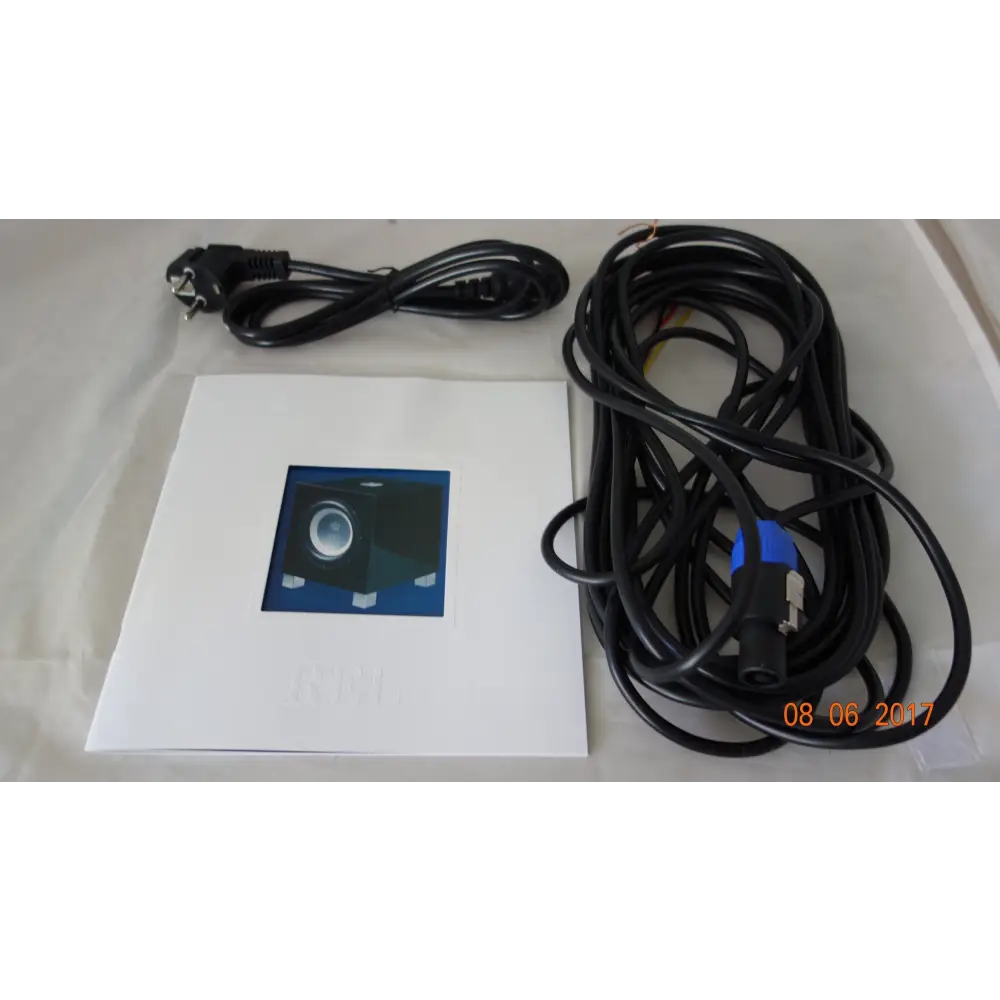 Schwarzes Strom- und Audiokabel für Aktivsubwoofer REL T7i mit passivem Radiator, heimkino bestens geeignet, 305x362x382mm