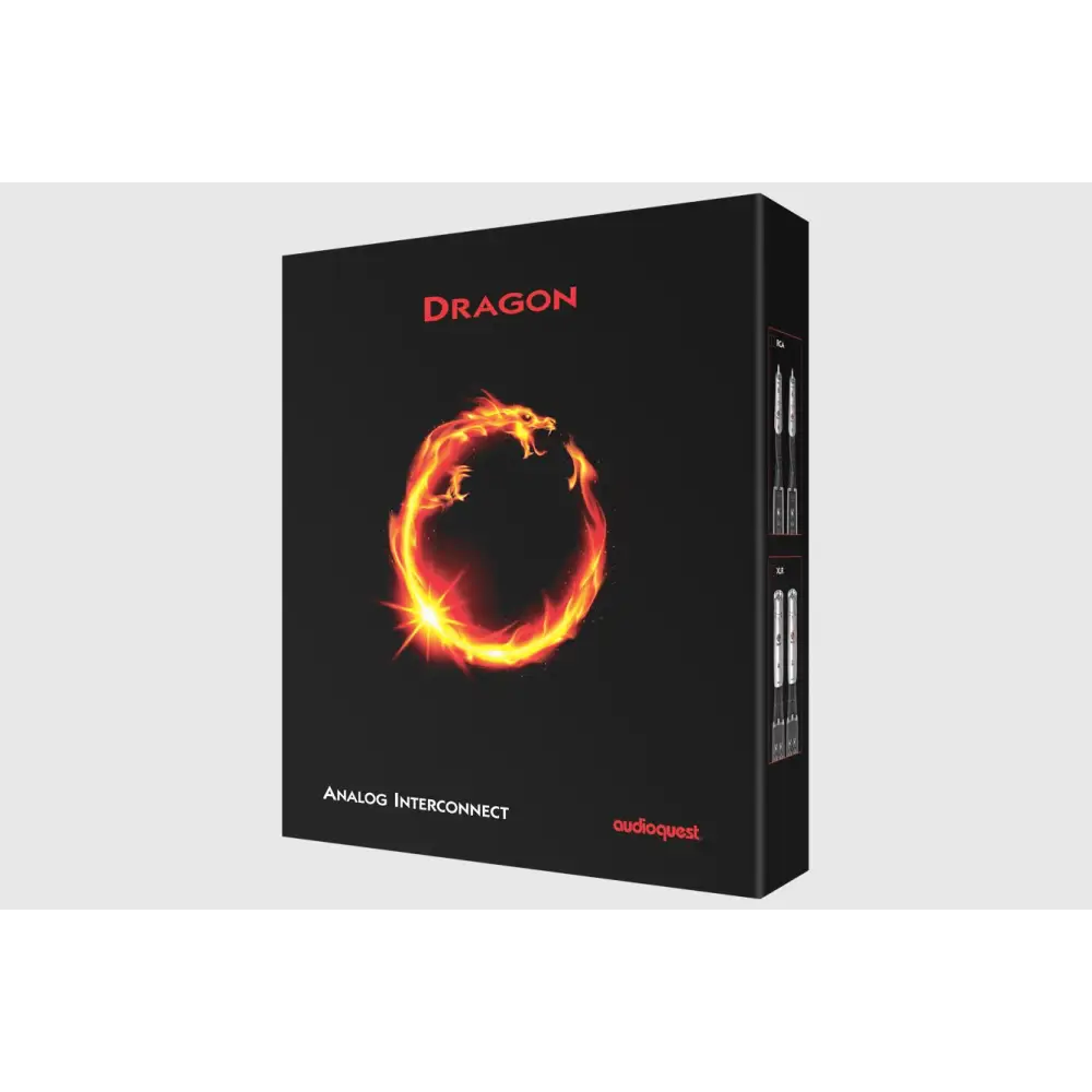 Schwarze audioquest dragon 1.5m rca analog interconnect mit rotem dragon design und eindrähtigen leitern aus red copper