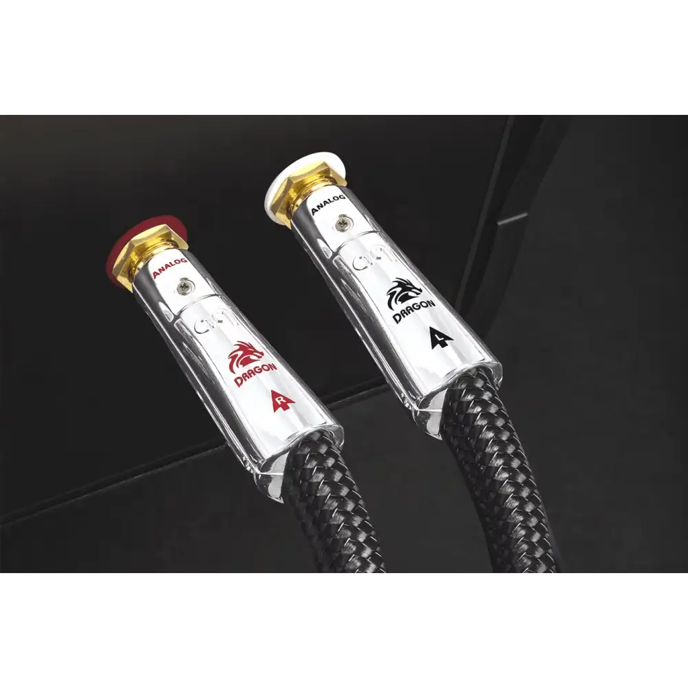 Audioquest dragon 1.5m rca interconnect paarpreis mit goldplattierten anschlüssen und schwarz geflochtener abschirmung aus eindrähtige leiter red copper für demo erleben
