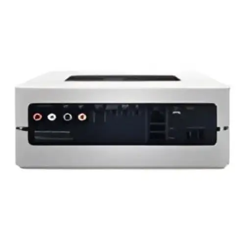 Silberner Bluesound VAULT2 2TB Server mit mehreren Ein- und Ausgängen für platzsparendes MP3 und Musikformate streamen