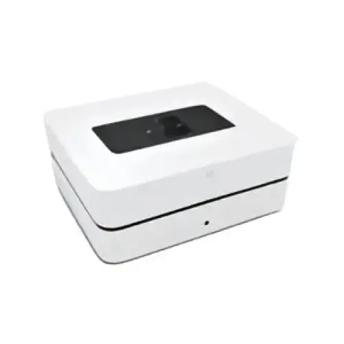 Weiße rechteckige Smart-Musiksystem mit schwarzer Top-Panel für platzsparendes MP3-Streaming