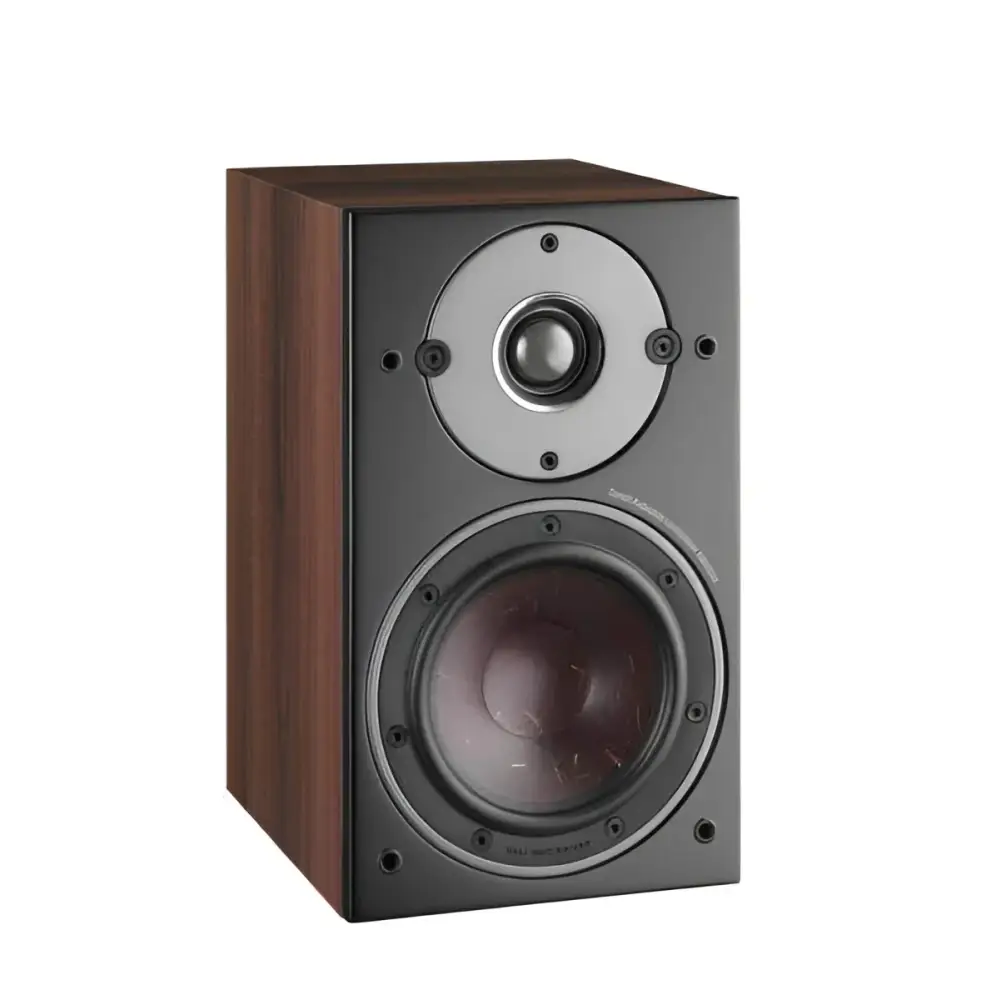 Dali Oberon 1 Lautsprecher mit dunklem Holzfinish, schwarzer Baffle, kompakte und groß dimensionierte Konstruktion