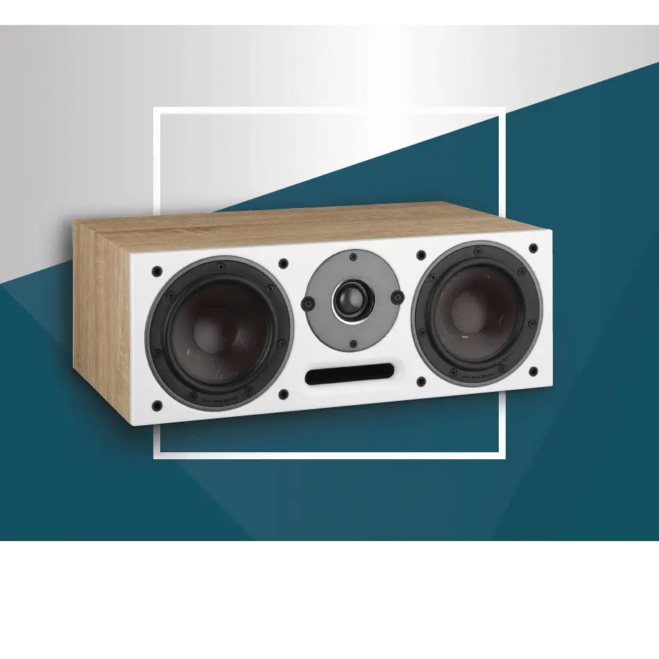 Oberon Vokal Centerlautsprecher mit Holzoptik, zwei Tieftöner und Hochtöner, perfekt für Heimkino