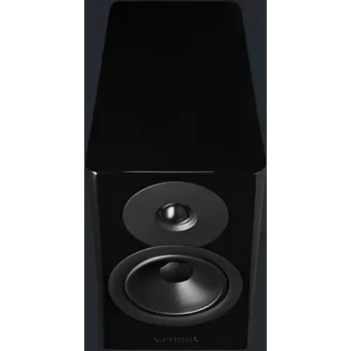 Glossy schwarzer Zwei-Wege-Regallautsprecher Dynaudio EVOKE 10 mit ferrite+ keramikmagnetsystem angetrieben