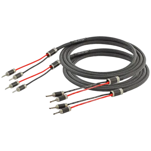 Coiled schwarze Audio Kabel mit Banana Stecker für Stereoanlage, hochreiner Innenleiter, bester Klang
