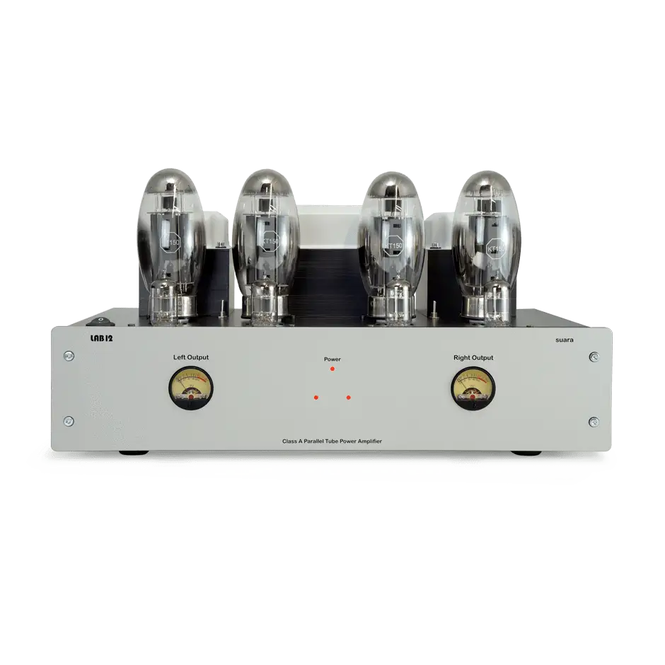 Silberner Power Amplifier mit vier Vakuumröhren, Audio Grade, ultra linear, LAB 12