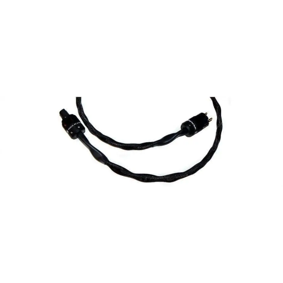 Schwarzes gedrehtes Netzkabel für Audiosysteme mit zwei Anschlüssen, ideal bei der Auswahl des richtigen Kabels