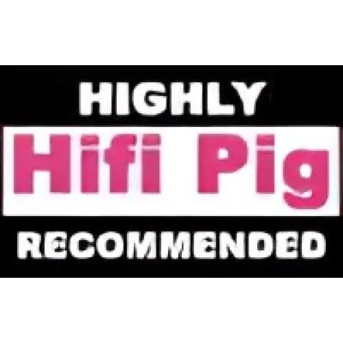 Rechteckiges Highly Recommended Badge von Hifi Pig für LAB12 PRE1 mit RCA Anschlüssen