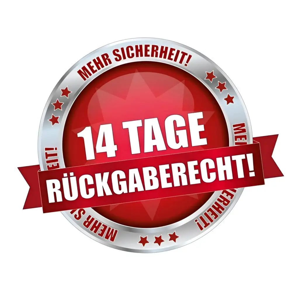 Rundes rotes und silbernes Badge mit roter Schleife, zeigt 14 Tage Rückgaberecht, passend für LINN Adikt /3 Tonabnehmer MM, ideal für bewegliche Magneten und hohen musikalischen Niveau