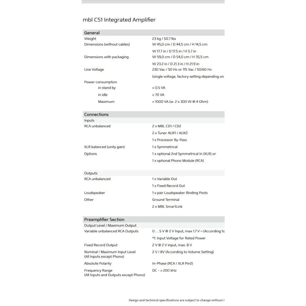 Hifiteam Czesany GmbH - home entertainment for you -  Mbl C51 Vollverstärket