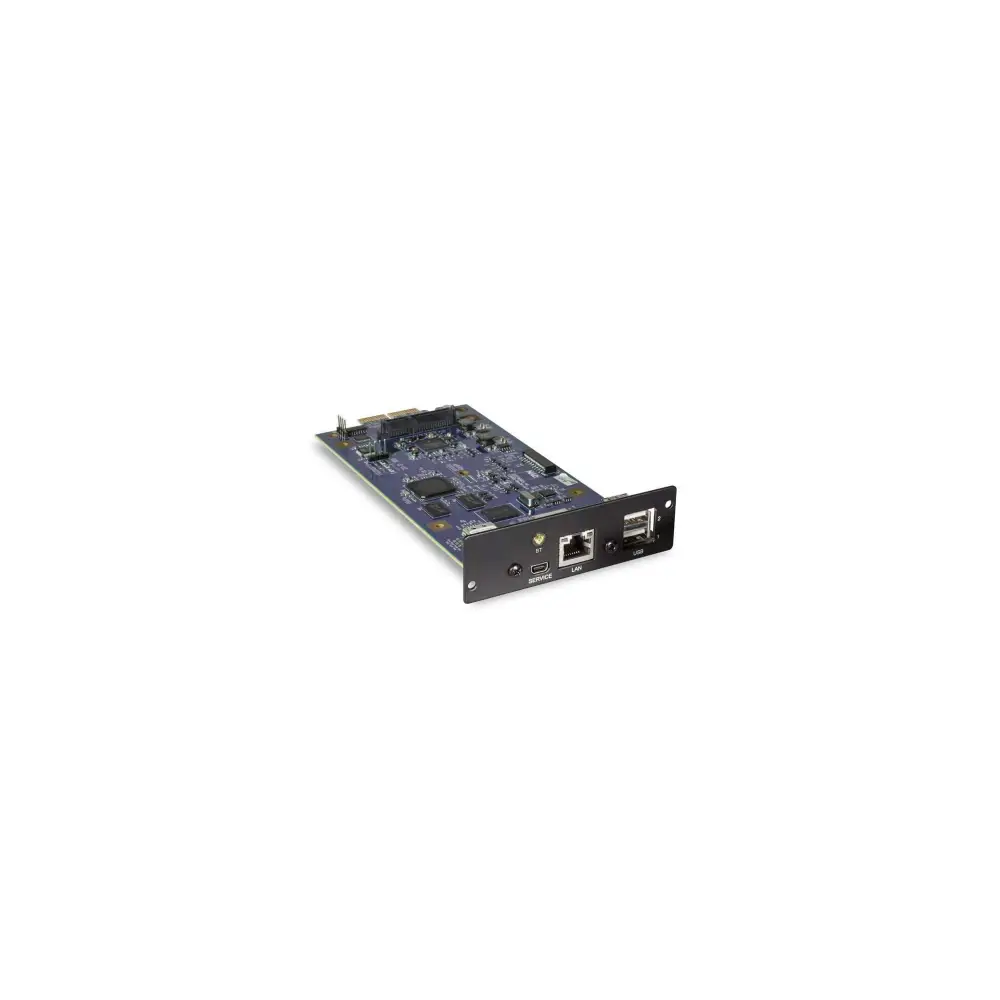 Dunkelblaues MDC BLU OS 2 Aufrüst-Modul mit Chips und Ports, bluos modul integriert