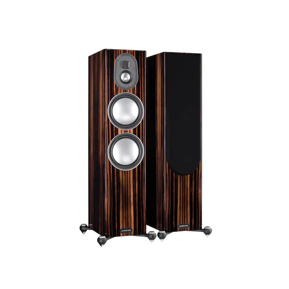 Monitor Audio Gold 300 Demopaar zeitlos modernen Lautsprecher mit dunklem Holzdesign