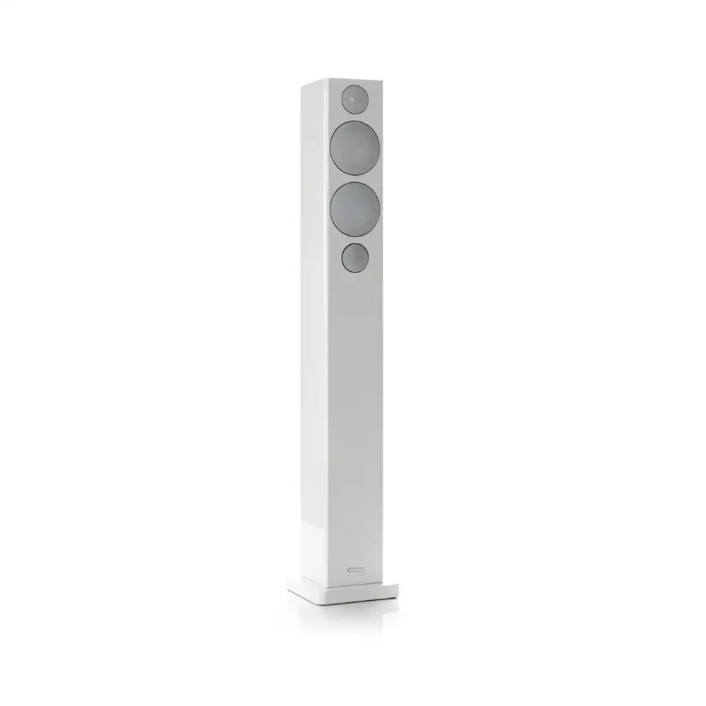 Tall weißer Standlautsprecher mit mehreren Treibern, mit dem Radius Treiber System