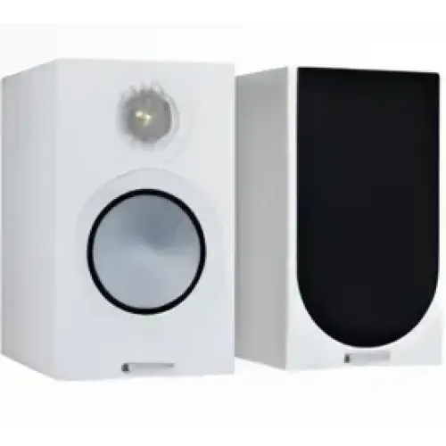 Monitor Audio Silver 50 Satin Weiß: weiße Regallautsprecher mit Silbertreibern