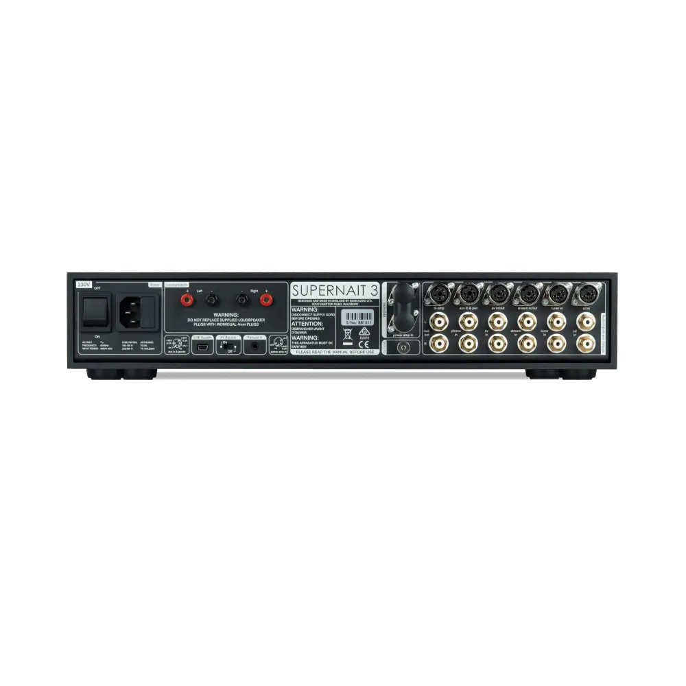 Rückseite des Naim Supernait 3 Vollverstärkers mit Anschlüssen für beste Klangleistung