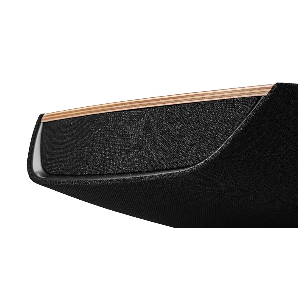 Schwarzer omnia all in one highend wireless speaker mit holzleiste oben kompatibel mit sonus faber app und faber app