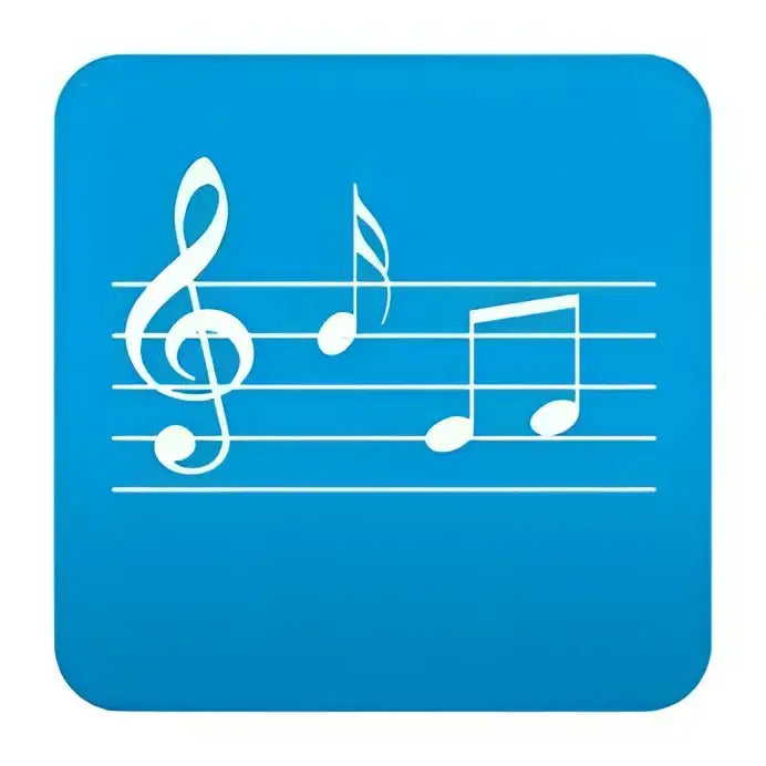 Blaues Quadrat-Icon mit weißen Noten auf einer Notenlinie für Ortofon 2M Red MM