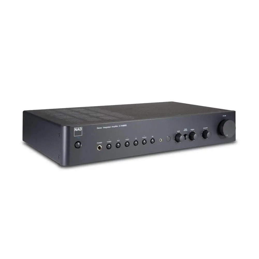 Darkgrauer Audio-Receiver mit Tonreglern für bester Klang in Hifi Stereoanlage