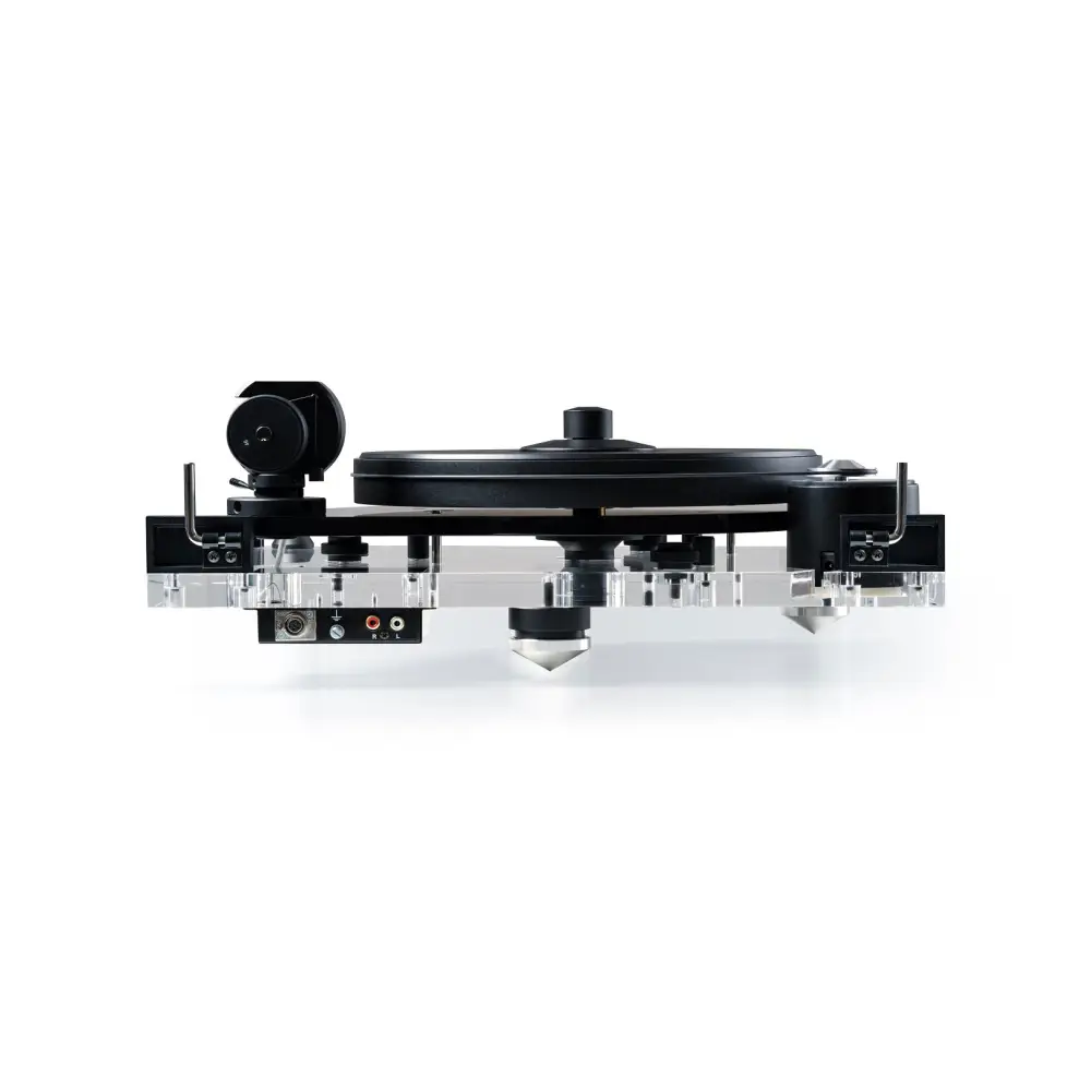 Klarer acryl plattenspieler pro-ject 6perspeX balanced mit schwarzem platter und tonearm für hifi true balanced sound