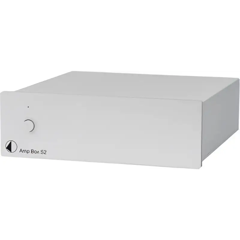 Silberner Pro-Ject Amp Box S2 mit Lautstärkeregler für bester Klang in Hifi Stereoanlage