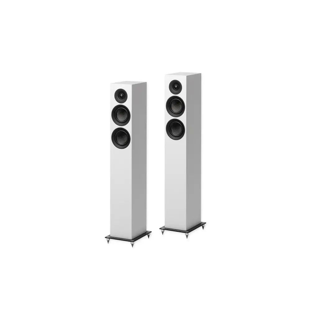 Weißes Pro-Ject Speaker Box 10 E Carbon Standlautsprecher Paar mit 2-wege bassreflex und natürliche bühne