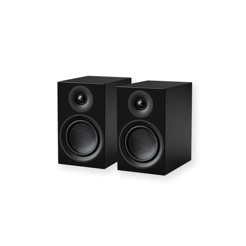 Pro-ject speaker box 5 e carbon schwarze regallautsprecher mit kräftigem bass und präziser bühnenabbildung