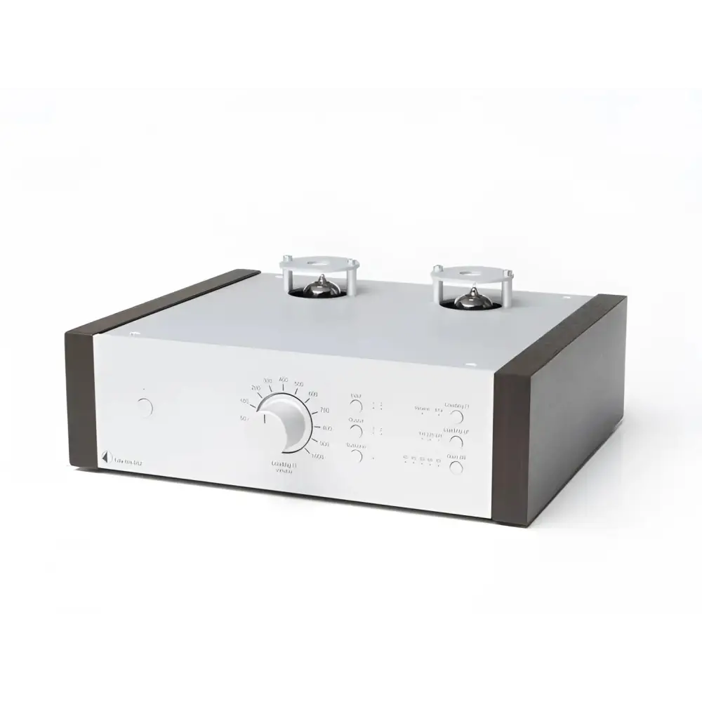 Silver-faced Tube Amplifier mit dunkelbraunen Seitenteilen, besserer handselektierter röhrenbestückung
