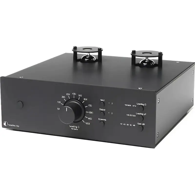 Schwarzer Pro-Ject Tubebox DS2 HTE Hifi-Edition mit besserer handselektierter Röhrenbestückung