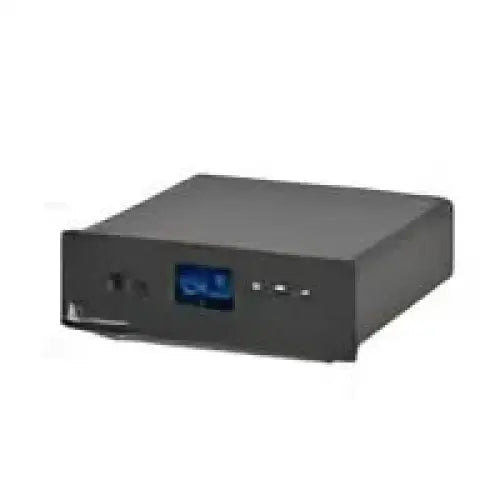 Schwarzer digitaler Audio-Streamer Pro-ject Tunerbox S mit blauer Anzeige, 5mhz senderspeicher, stereo ausgang, paar rca