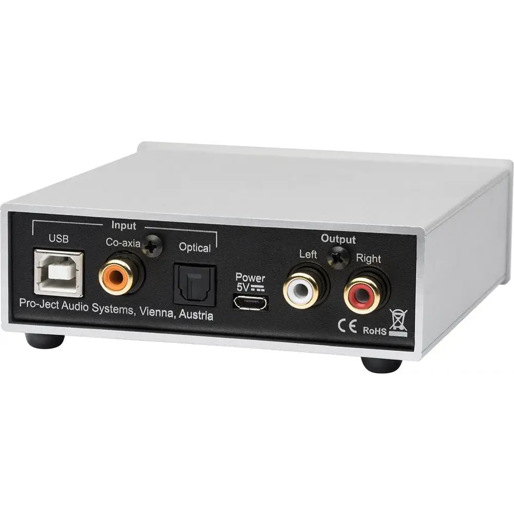 Silberner Audio-Converter mit mehreren Eingangs- und Ausgangsports für Project PreBox S2 Digital