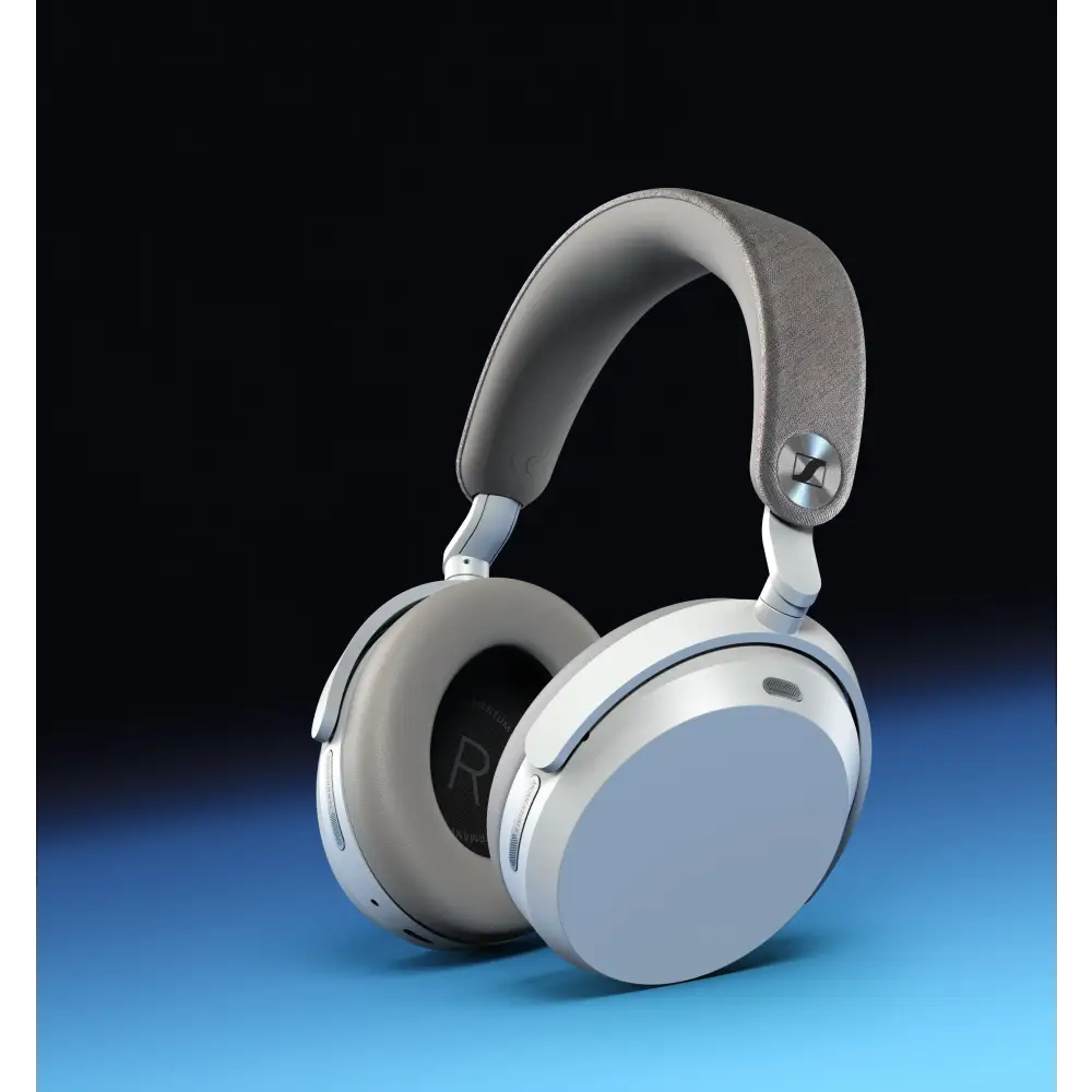 Sennheiser momentum 5 wireless bluetooth-kopfhörer mit hybrider adaptive anc, weiß-grau, weiches stoffpolster und metallic akzente