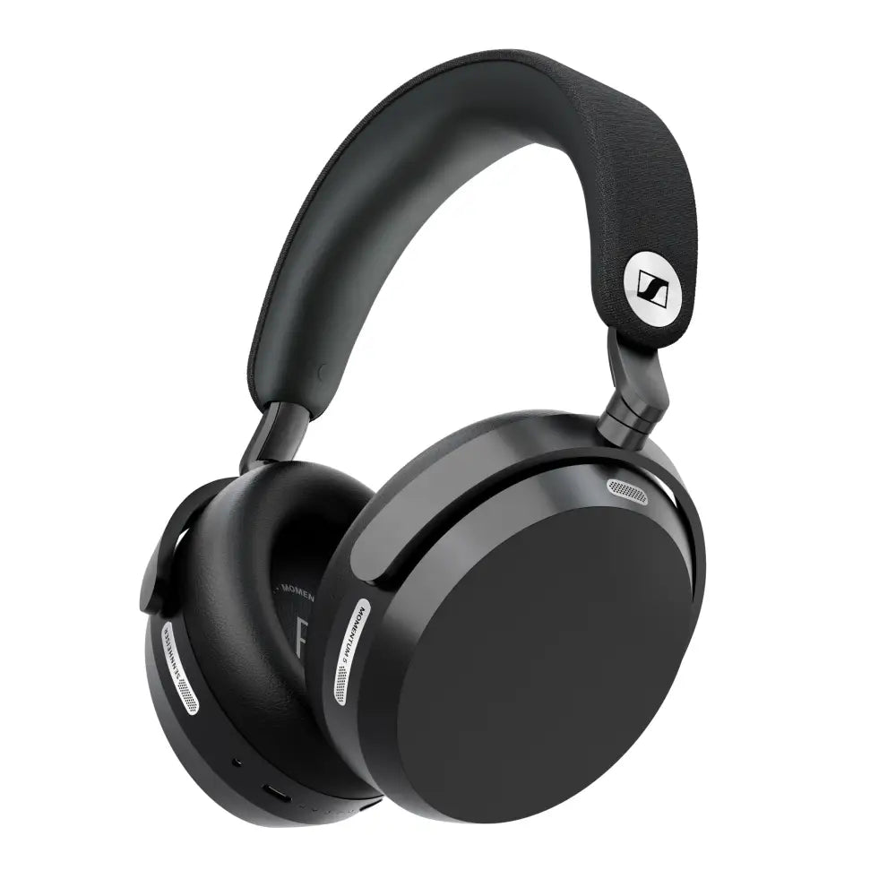 Schwarze sennheiser momentum 5 wireless over-ear kopfhörer mit mattem finish und hybrider adaptiver anc funktion