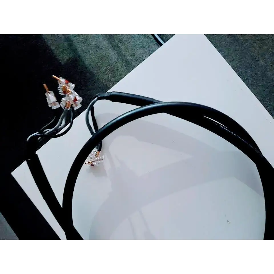 Schwarzes Audiokabel mit RCA-Anschlüssen für Topklasse Lautsprecherkabel, WBT NextGen Bananensteckern