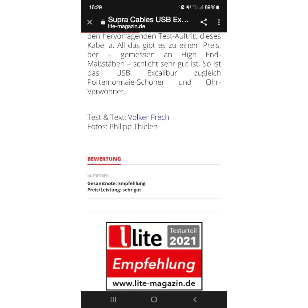 Supra USB-Kabel Supra Cables Excalibur USB