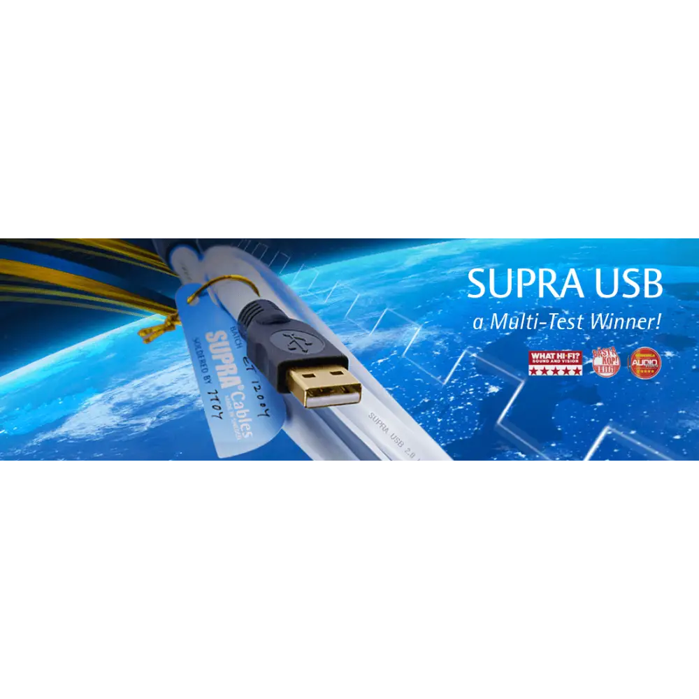 Supra USB Kabel 2.0 Type A-B mit twisted pair für hochwertige Audio- und Datenübertragung