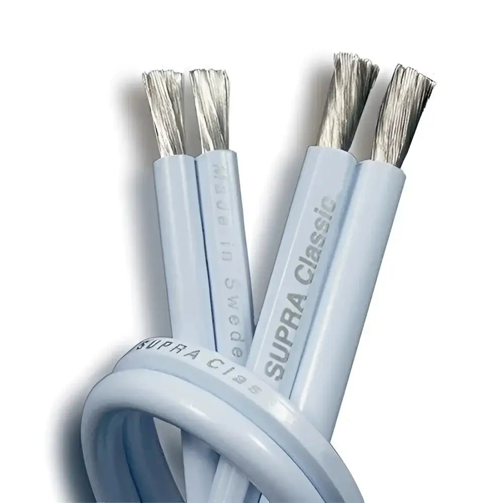 Weiße Audiokabel aus der Classic Series mit silberbeschichteten Leitern für hochwertigen Klang