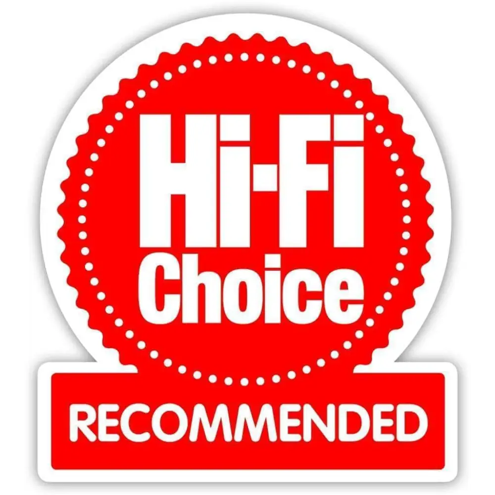 Red und weißes Hi-Fi Choice Recommended Siegel an Supra LoRad 1.5 CS-EU MKII Netzkabel