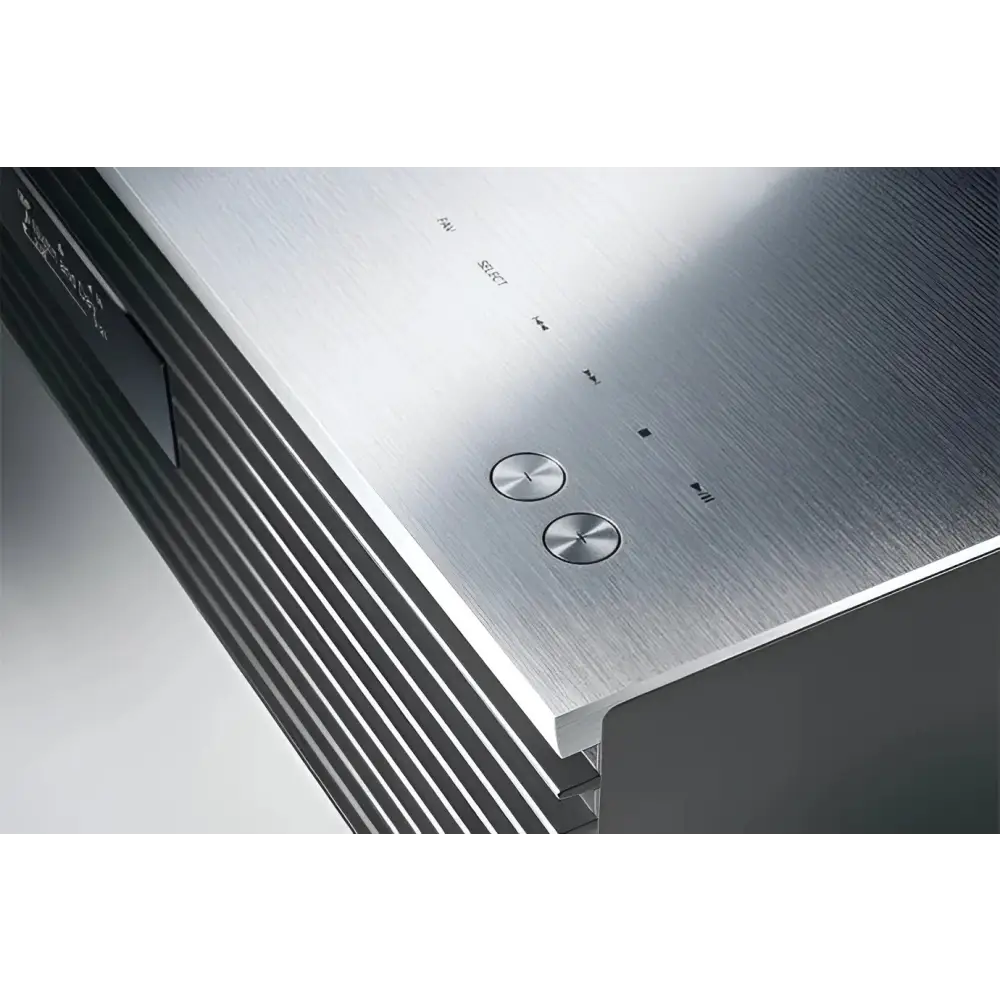 Brushed aluminum Technics Ottava SC-C70MK2 audio center with control buttons and app compatibility