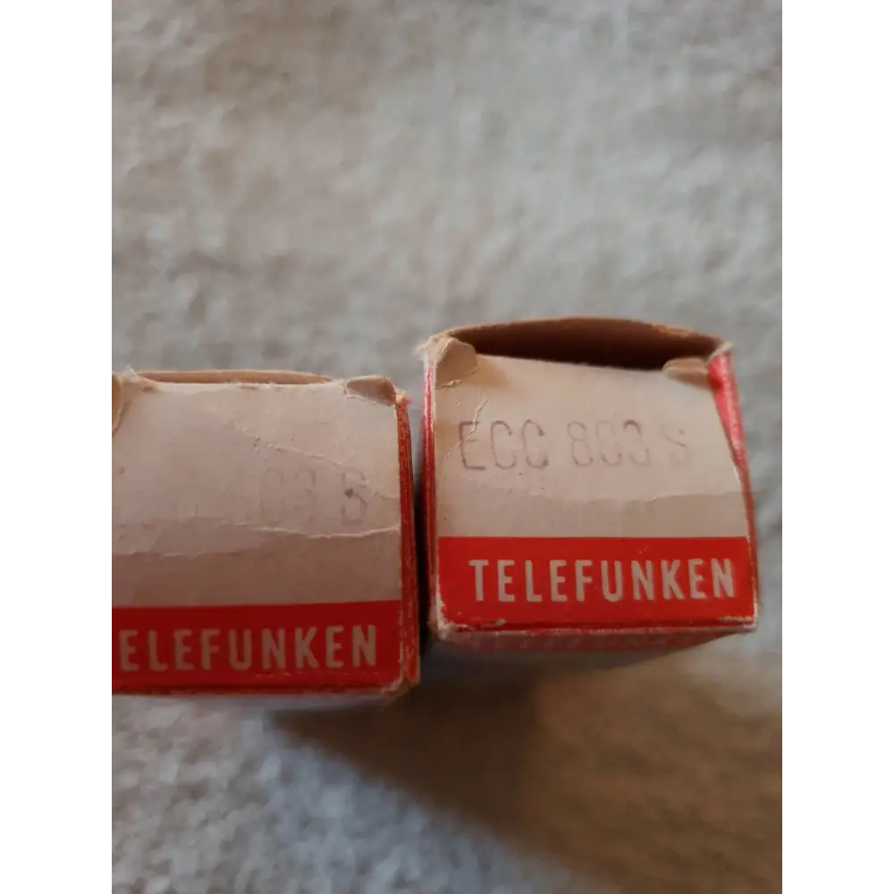 Vintage Telefunken vacuum tube boxes with ECC803S grail of ECC83, premium NOS pair