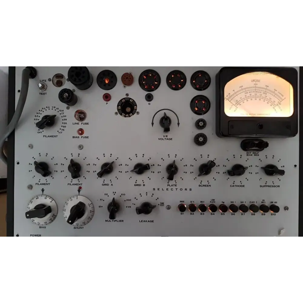 Vintage electronic tube tester with Telefunken ECC-803s NOS Pair, grail of ECC83, price for the