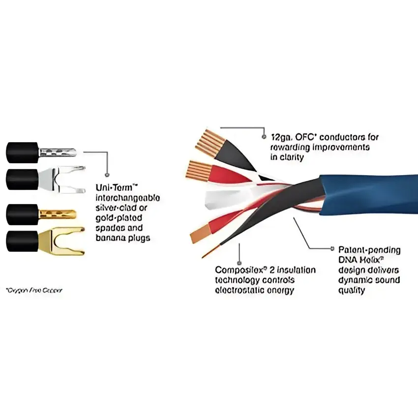 Hochwertiges Wireworld Oasis 7 Lautsprecherkabel mit austauschbaren Plugs und DNA-Design