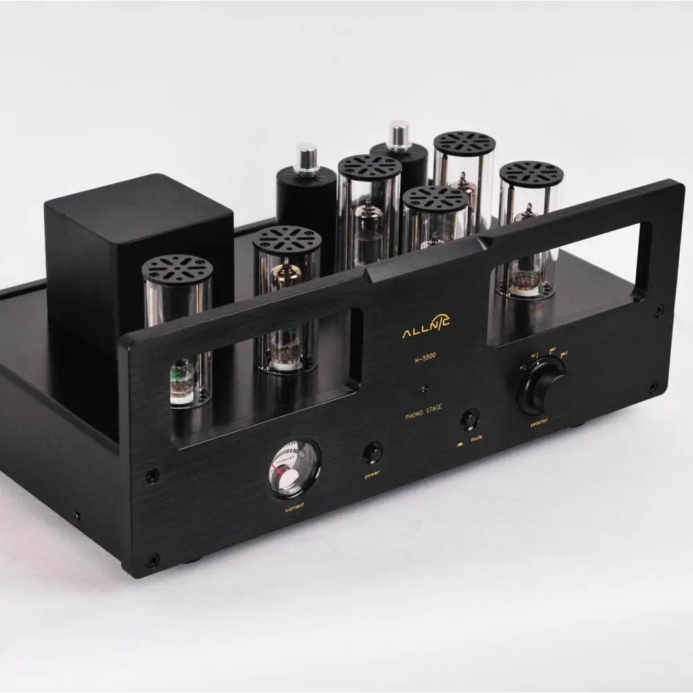 Black Vacuum Tube Amplifier mit Metallrahmen, Teil der Allnic Audio Produkte, wesentliche Verbesserungen