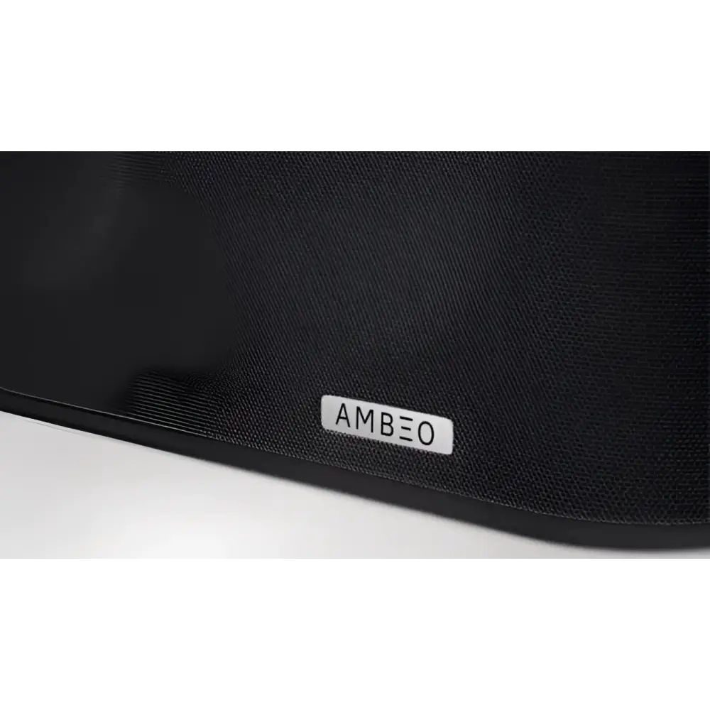 Black fabric-covered Sennheiser AMBEO Soundbar für besten Klang und Dolby Atmos Genuss