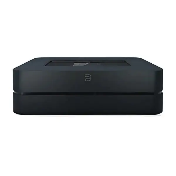 Schwarzer Bluesound Powernode Allinone BT WiFi Audio-Streamer und Verstärker