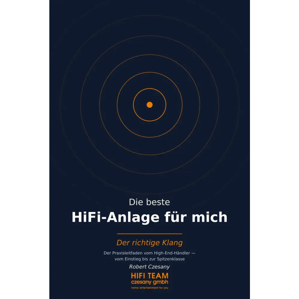 Buch die beste hifi-anlage mit dunklem blauem einband und orangen konzentrischen kreisen von robert czesany