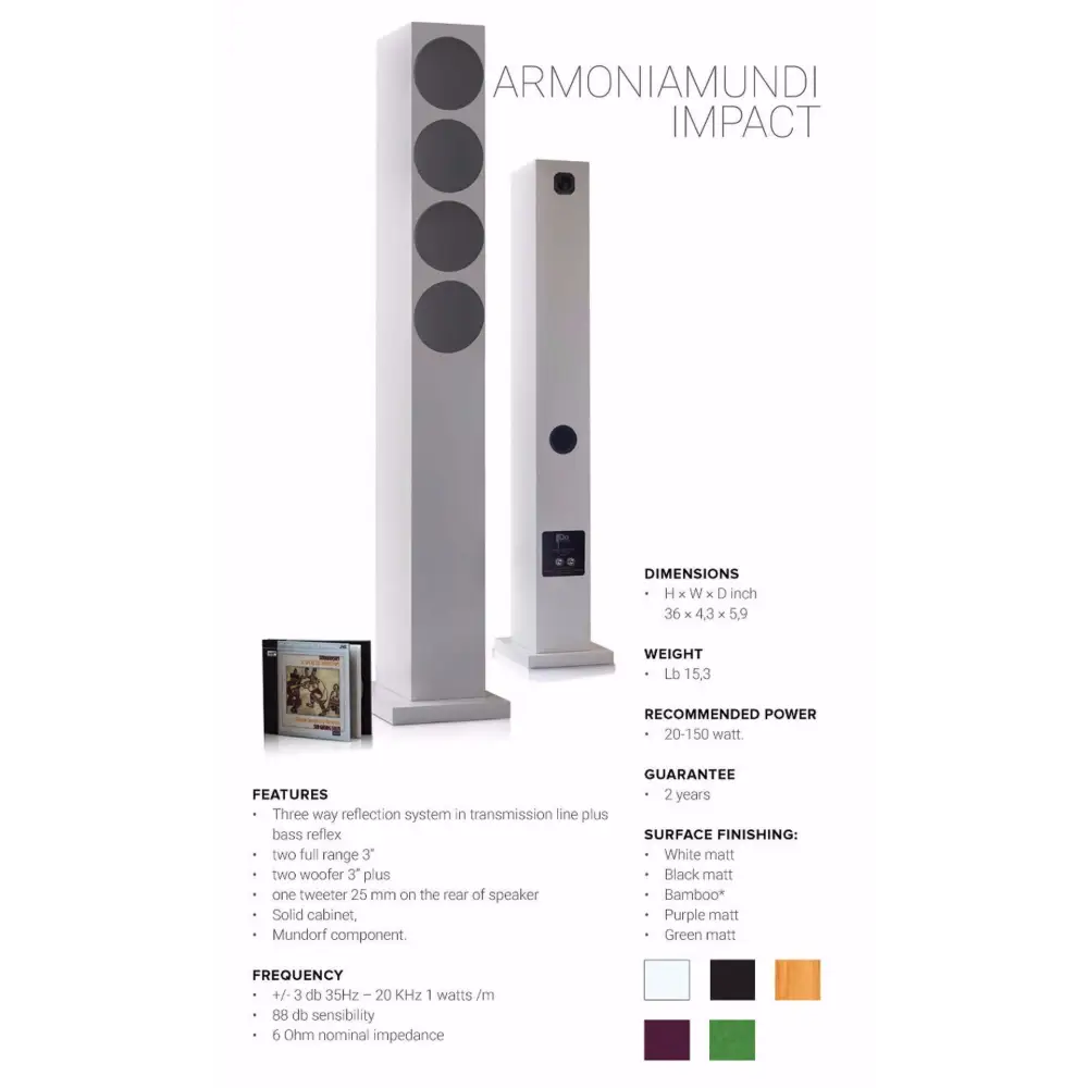 Hochständige Lautsprecher Armonia Mundi Impact mit mehreren Treibern, ideal für Armonia Mundi