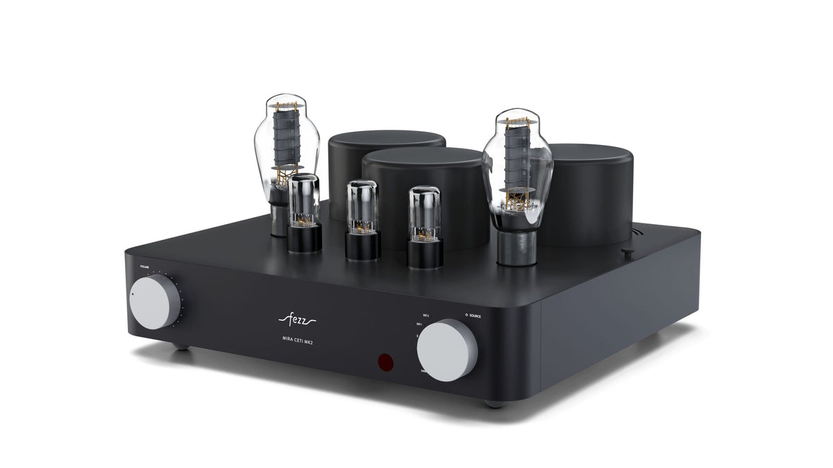 Fezz Audio Mira Ceti MK II in Schwarz ohne Röhrengitter, mit 300B- und 6SN7-Röhren