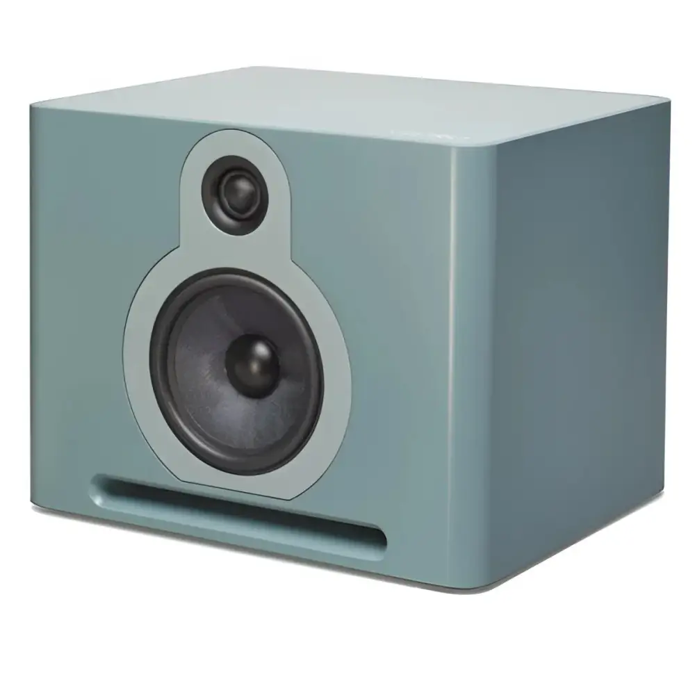 Tealfarne Guru QM10 Lautsprecher mit runder Front, Tweeter, Woofer und Bassport