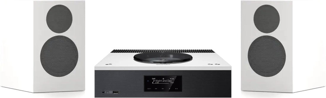 Technics SA-C600 in Silber mit zwei doAcoustics 101 in Weiß